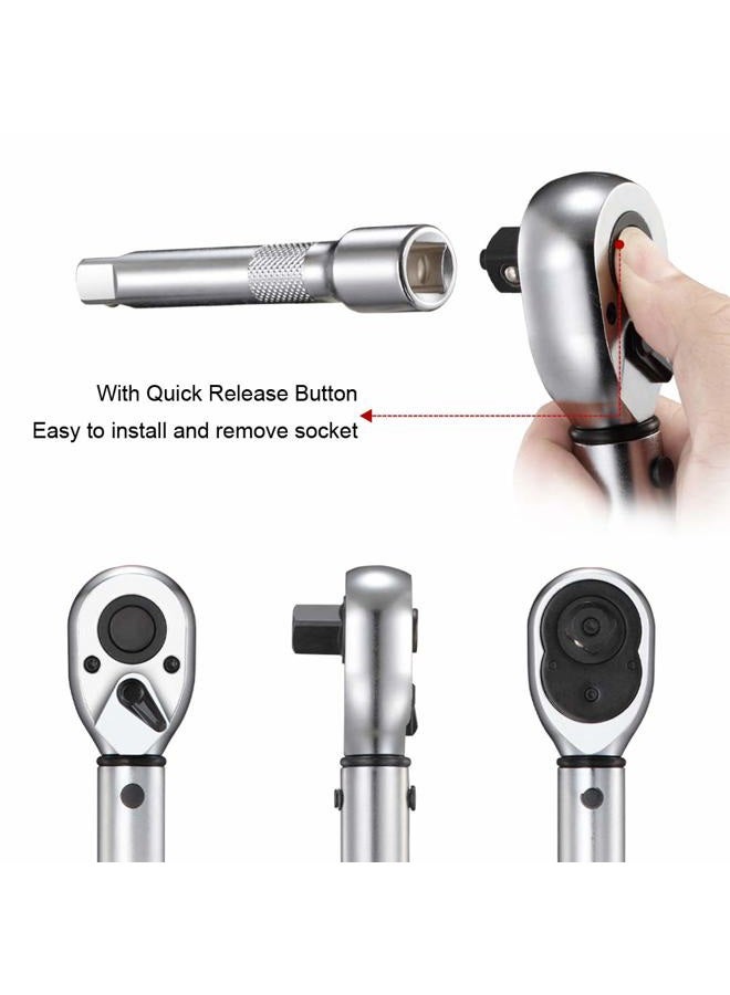 BULLTOOLS 1/2-inch Drive Click Torque Wrench Set Dual-Direction Adjustable 90-tooth Torque Wrench with Buckle（10-160ft.lb / 10-220Nm） - Image 3