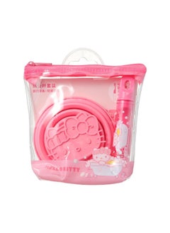 Miniso Keep your oral hygiene essentials organized with this Hello Kitty-themed foldable toothbrush and bathroom cup set. 