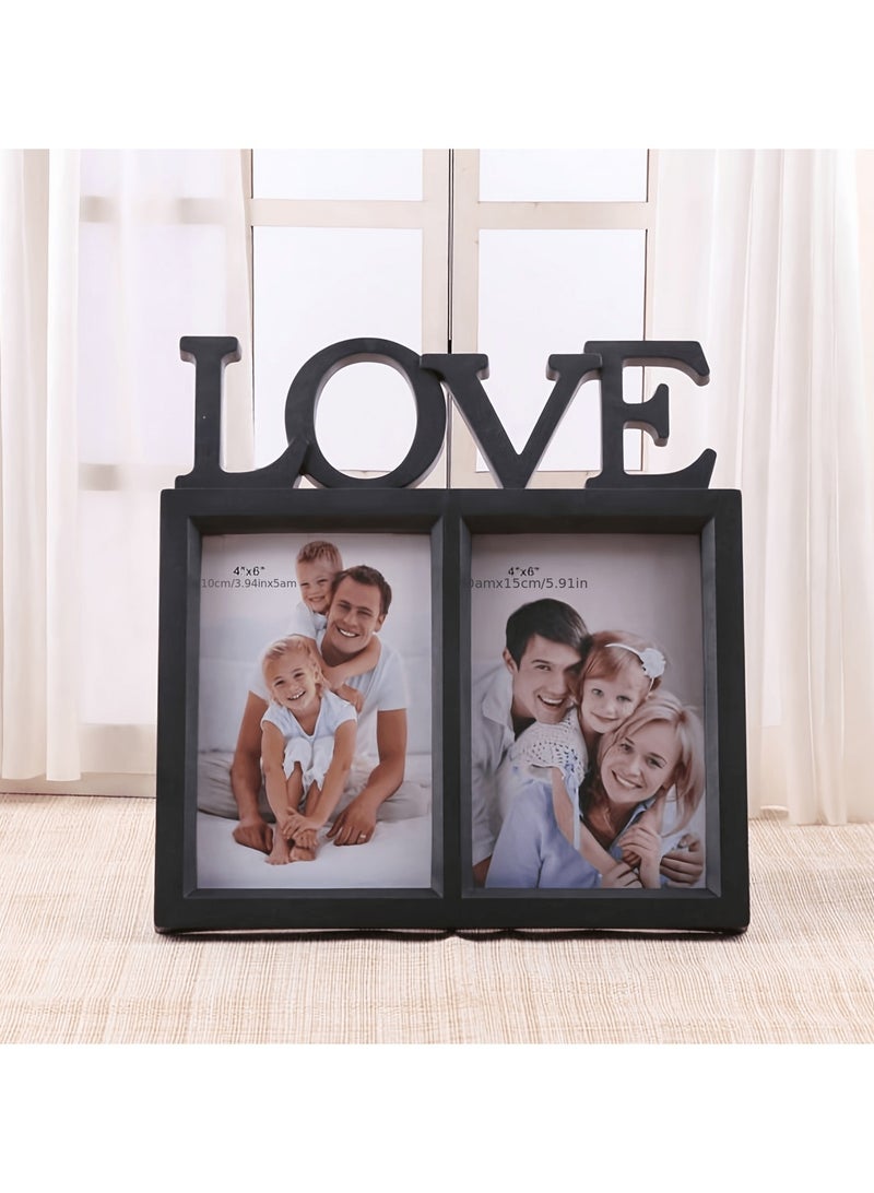 1pcs Love two-piece photo frame, creative family photo frame, retro photo frame, random photos suitable for living room, center decoration, bedroom, living room, Christmas Halloween Thanksgiving Easter New Year gift - Image 3