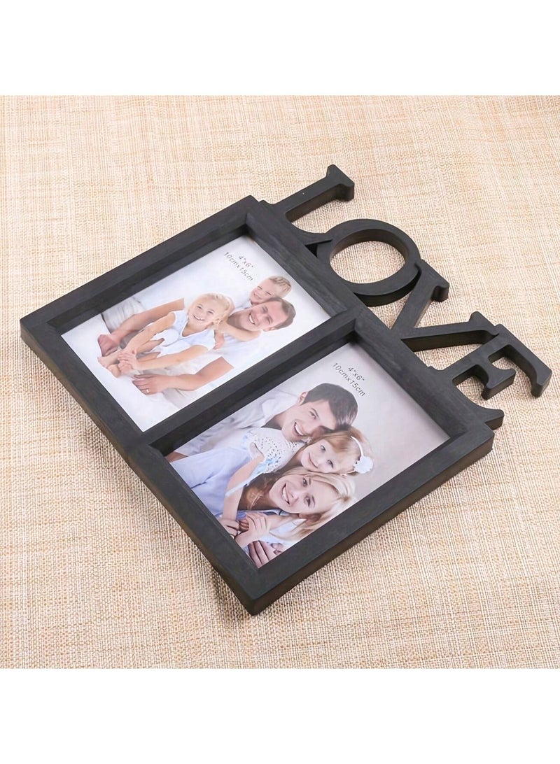 1pcs Love two-piece photo frame, creative family photo frame, retro photo frame, random photos suitable for living room, center decoration, bedroom, living room, Christmas Halloween Thanksgiving Easter New Year gift - Image 5