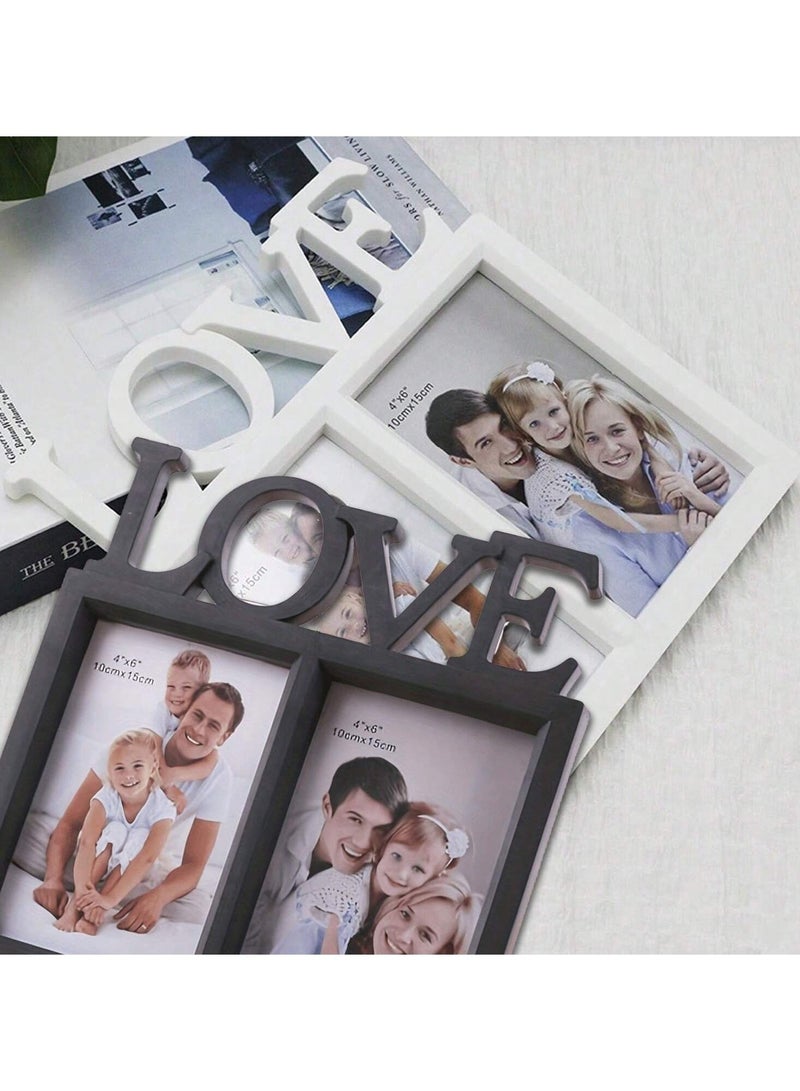 1pcs Love two-piece photo frame, creative family photo frame, retro photo frame, random photos suitable for living room, center decoration, bedroom, living room, Christmas Halloween Thanksgiving Easter New Year gift - Image 2