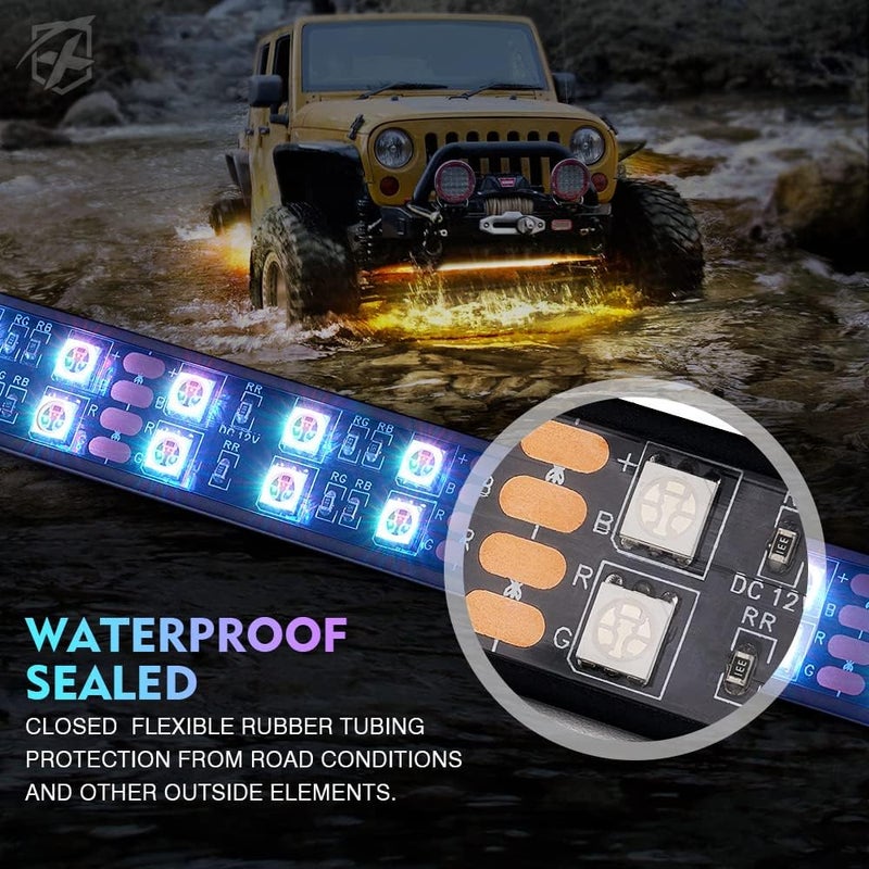 Xprite Double Row RGB LED Car Underglow Light Strip Kit with Bluetooth Control - 4 PCS Underbody Neon Lights for SUVs, Trucks, and Vans - Image 5