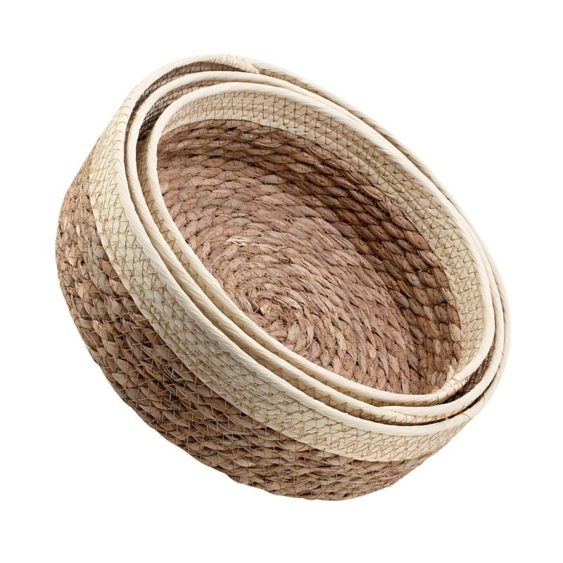 3pcs Woven Storage Baskets Set Small Medium Large Rustic Farmhouse Kitchen Organizer - Image 2
