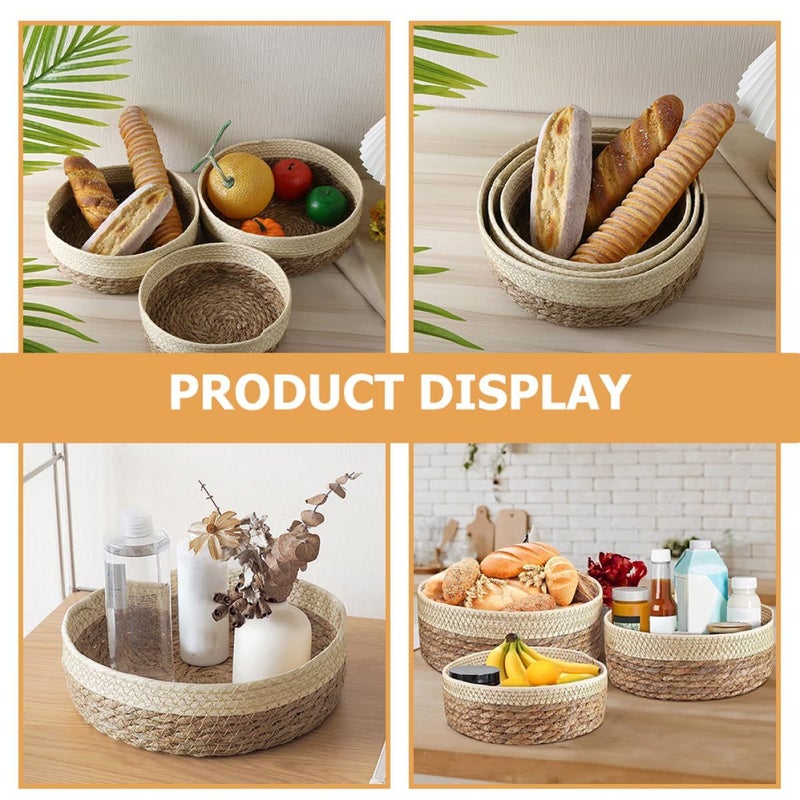 3pcs Woven Storage Baskets Set Small Medium Large Rustic Farmhouse Kitchen Organizer - Image 5