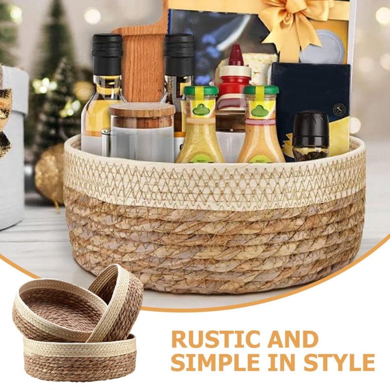 3pcs Woven Storage Baskets Set Small Medium Large Rustic Farmhouse Kitchen Organizer - Image 4