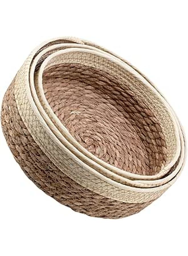 3pcs Woven Storage Baskets Set Small Medium Large Rustic Farmhouse Kitchen Organizer - Image 1
