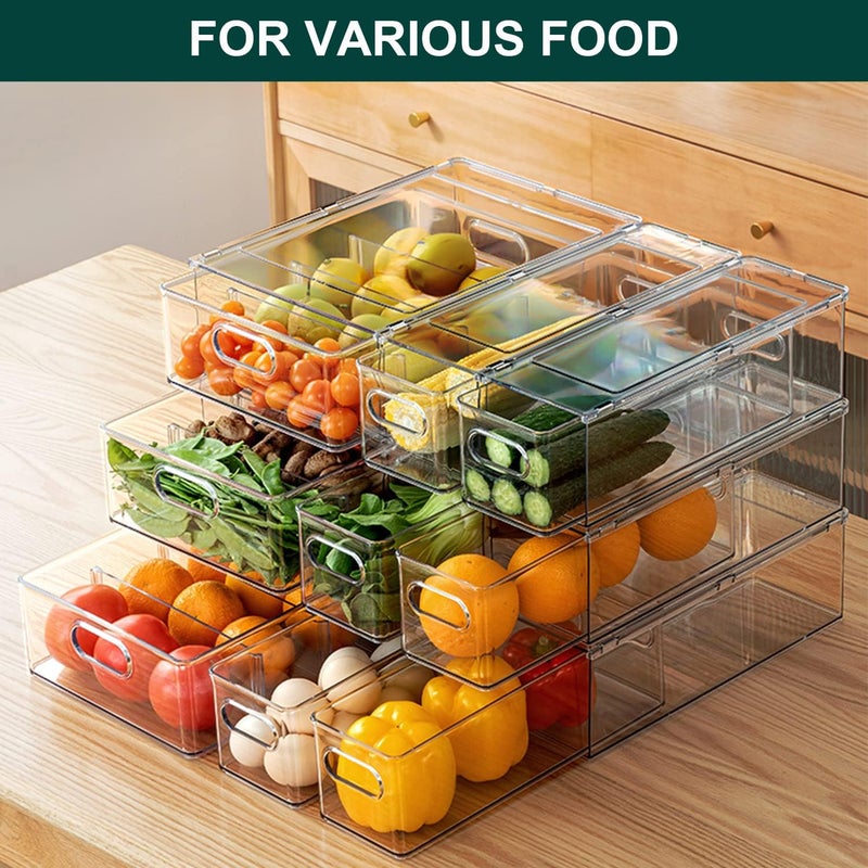 LALASTAR منظم تخزين للثلاجة من ، مجموعة مكونة من 2 قطع، يحتوي على درج قابل للسحب، وصندوق تخزين قابل للتكديس للفريزر، وأدوات لتنظيم وتخزين المؤن، خالي من مادة BPA، سعة 3.17 قطعة طنية. - Image 3