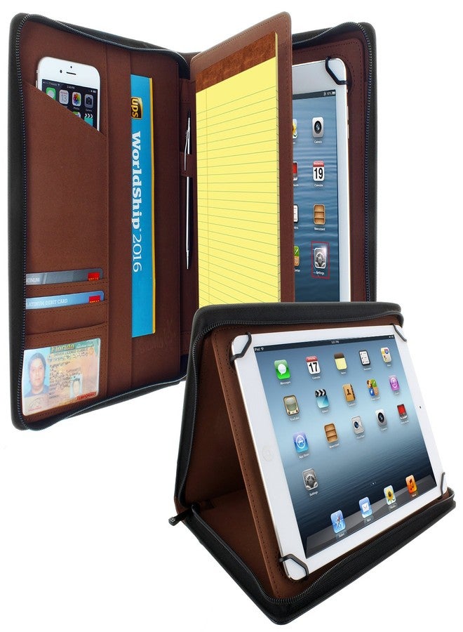 KHOMO Universal Tablet Padfolio Zippered Case for iPad Pro 12.9 Inch - Black - Compatible with All Versions of iPad Pro 12.9 inches (KHO-1700) - Image 1