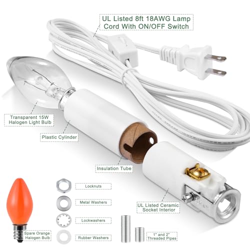 EMNOOTI Ceramic Tree Lights - Night Light Rewire Kit with E12 Candelabra Base Socket Wiring Set and C7 Bulbs - Image 2