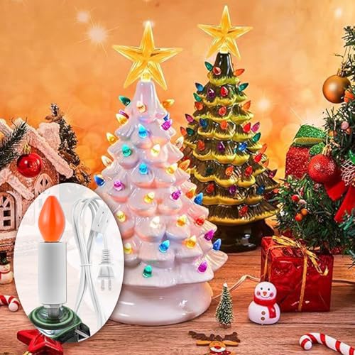 EMNOOTI Ceramic Tree Lights - Night Light Rewire Kit with E12 Candelabra Base Socket Wiring Set and C7 Bulbs - Image 4