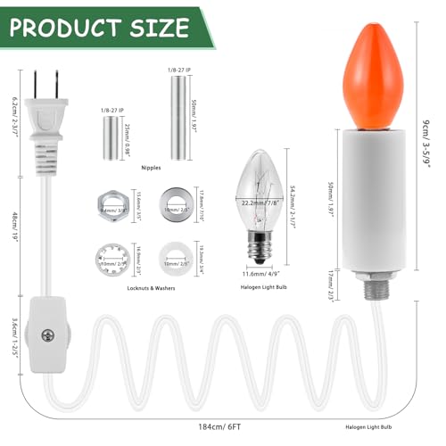 EMNOOTI Ceramic Tree Lights - Night Light Rewire Kit with E12 Candelabra Base Socket Wiring Set and C7 Bulbs - Image 5