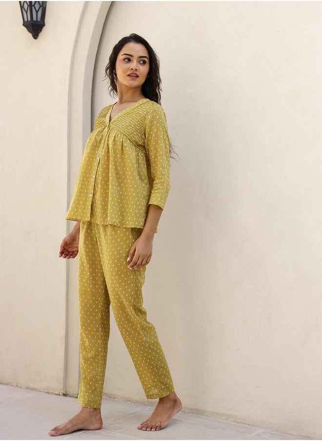 sanskrutihomes - Printed Pure Cotton Top and Pyjama Set by Styli - Image 1