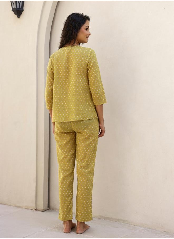 sanskrutihomes - Printed Pure Cotton Top and Pyjama Set by Styli - Image 1