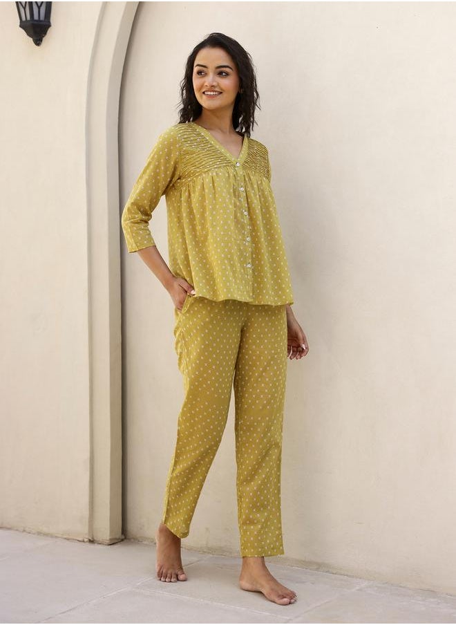 sanskrutihomes - Printed Pure Cotton Top and Pyjama Set by Styli - Image 1