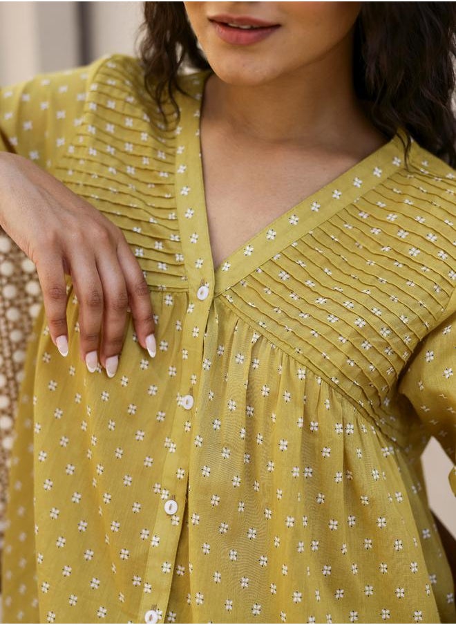 sanskrutihomes - Printed Pure Cotton Top and Pyjama Set by Styli - Image 1