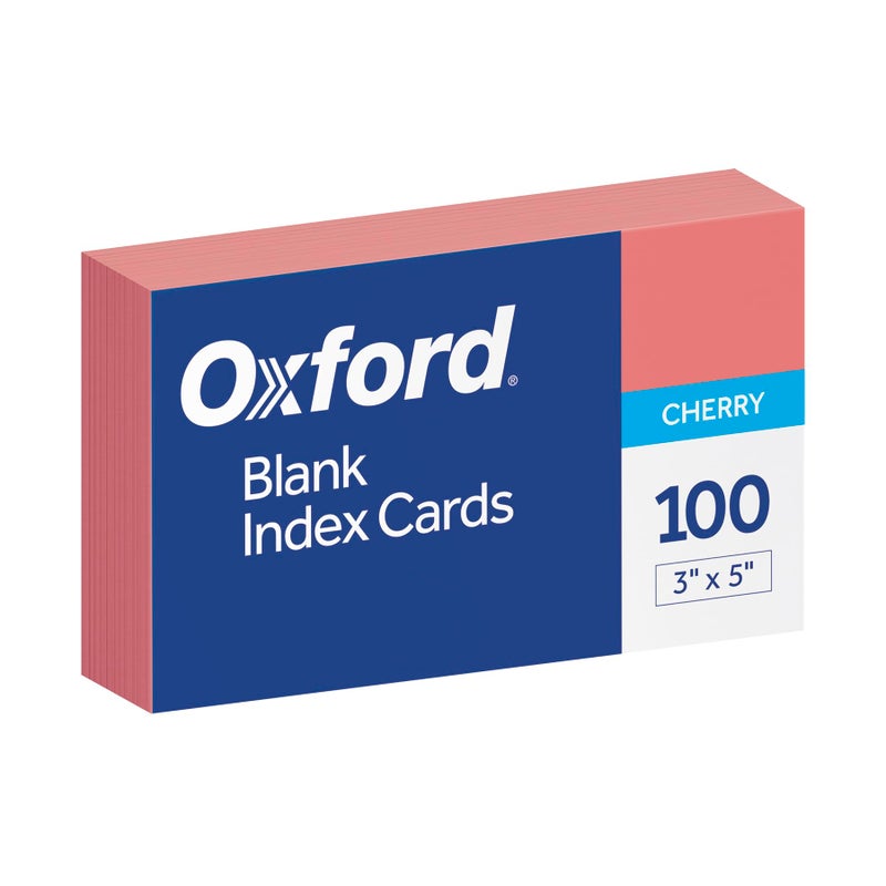 Oxford Oxford Blank Color Index Cards 3 x 5 Cherry 100 Per Pack 7320 CHE