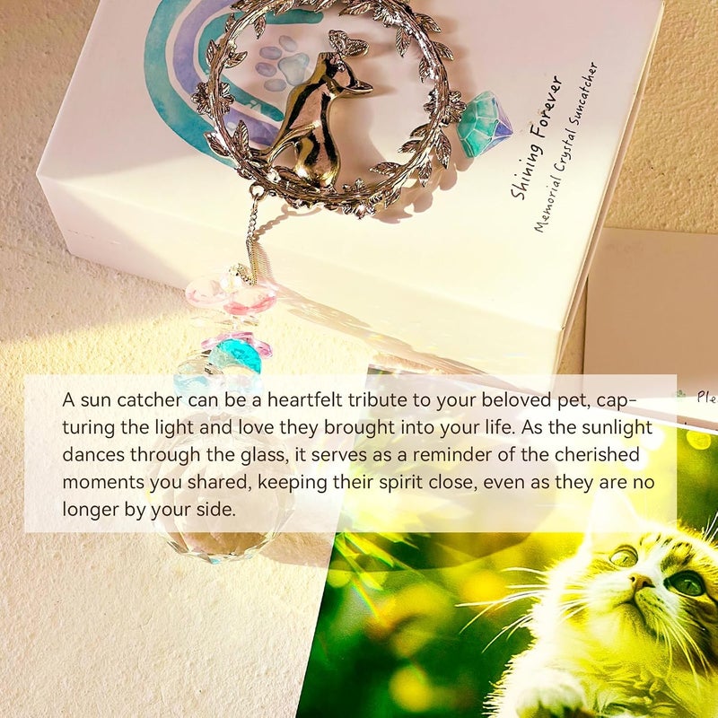 AMETHUARTZ Loss of Cat Sympathy Gifts - Cat Memorial Suncatcher, Pet Loss Remembrance Gift, Thoughtful Cats Passing Away Bereavement Gift - Image 4