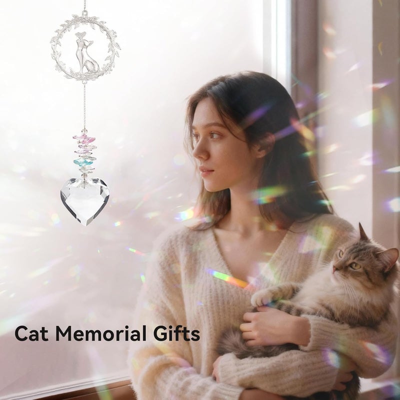 AMETHUARTZ Loss of Cat Sympathy Gifts - Cat Memorial Suncatcher, Pet Loss Remembrance Gift, Thoughtful Cats Passing Away Bereavement Gift - Image 5