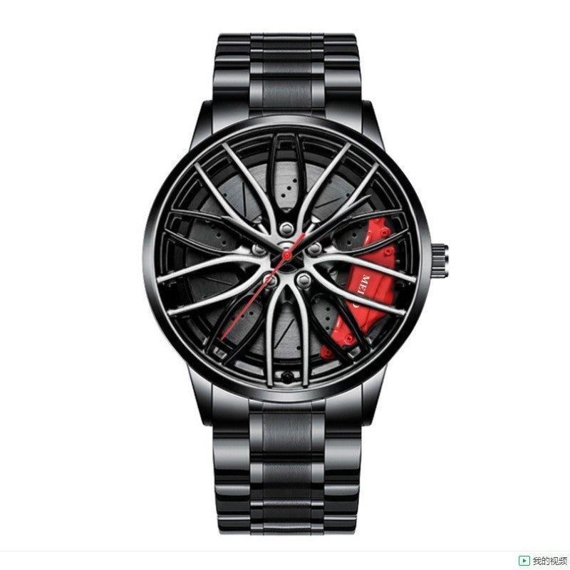Automatic Quartz Movement Mens Hub Watch Red Steel Belt Red Steel Belt
