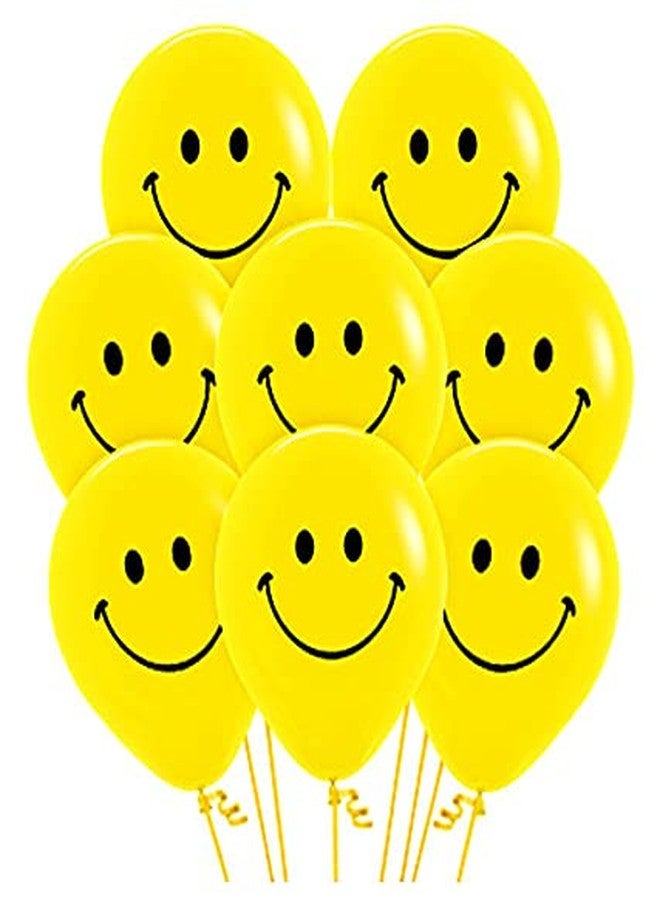 3A Featuretail Smiley Printed Same Face Expression Emoji Balloons For Smiley Theme Birthday Decoration, Kid's Party, Yellow Colour Smiley Balloons (Pack of 25) - Image 1