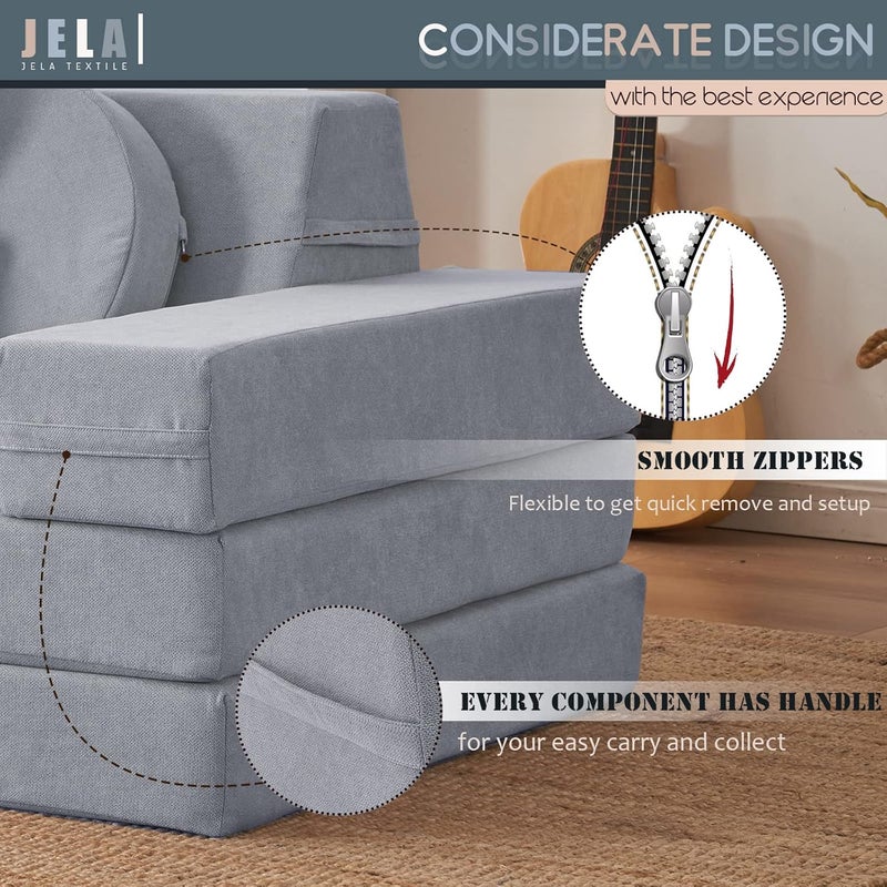 Jela Kids Floor Couch 10PCS Luxury, Modular Furniture for Adults, Playhouse Play Set for Toddlers Babies, Foam Play Sofa (Classic, Moonlight Grey) - Image 5