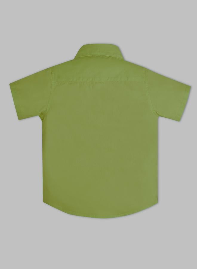 Infinity Kids Green Cotton Short Sleeves Shirt - Image 4