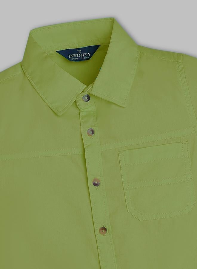 Infinity Kids Green Cotton Short Sleeves Shirt - Image 2