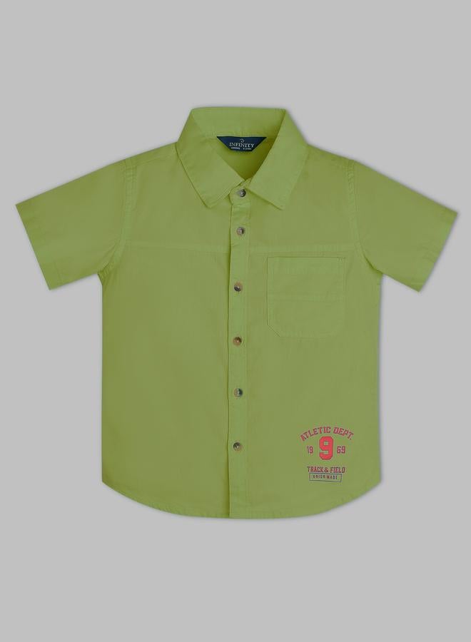 Infinity Kids Green Cotton Short Sleeves Shirt - Image 1