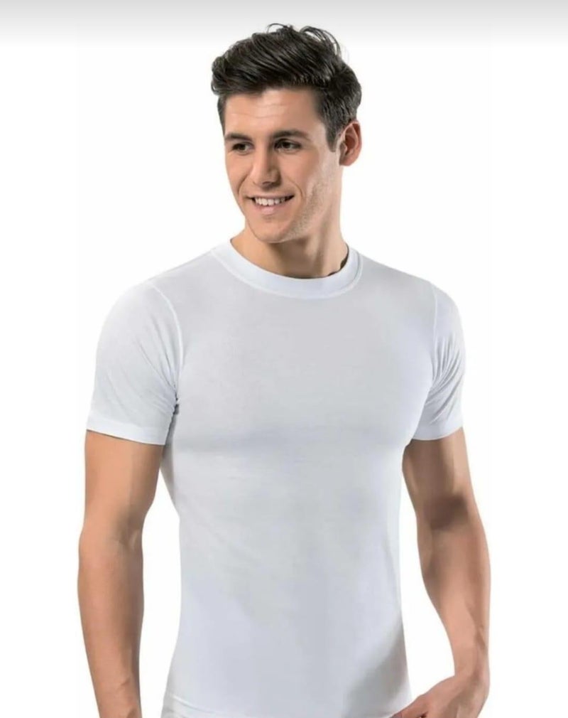 Erdem 1165 Men's Short Sleeve Luxury Closed Collar Undershirt 12 Pieces 