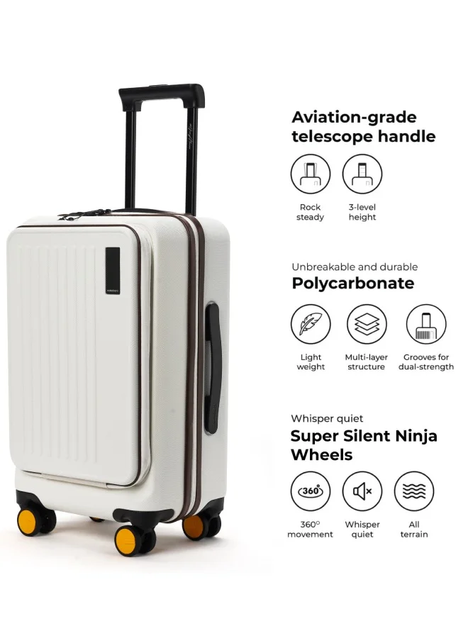 Mokobara The Transit Cabin Pro Luggage Small Cabin Size Poly-Carbonate Hard Sided 8 Hinomoto Wheels Suitcase for Travelling (Still Loading Brownray)