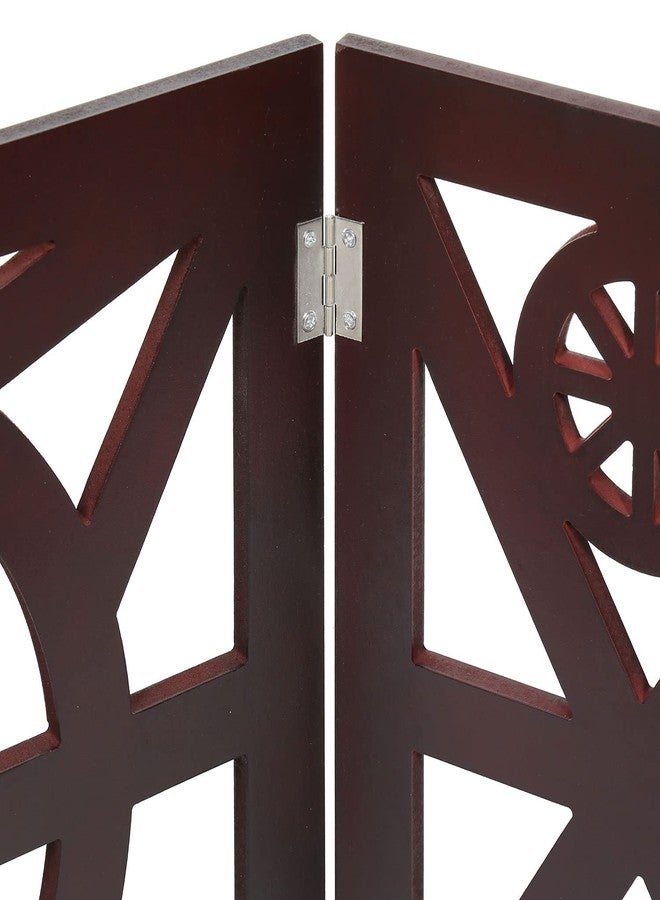 Etna 3 Panel Dog Gate - Trifold Wagon Wheel, Freestanding, Lightweight Foldable, Mahogany Wood, Brown, 48" W x 19" H - Image 4