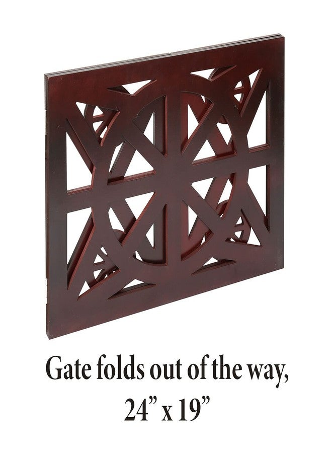 Etna 3 Panel Dog Gate - Trifold Wagon Wheel, Freestanding, Lightweight Foldable, Mahogany Wood, Brown, 48" W x 19" H - Image 3