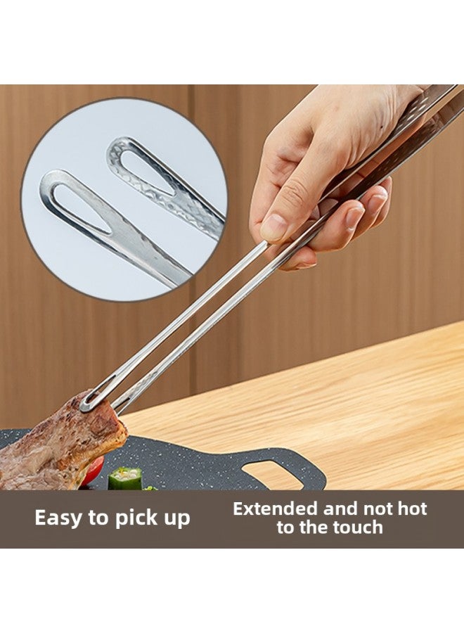304 Stainless Steel, Easy To Clip Flip] Barbecue Clip Grilled Steak Fried Egg Fried Fish Kitchen Artifact-Color:304 Stainless Steel  Silver 28cm - Image 2