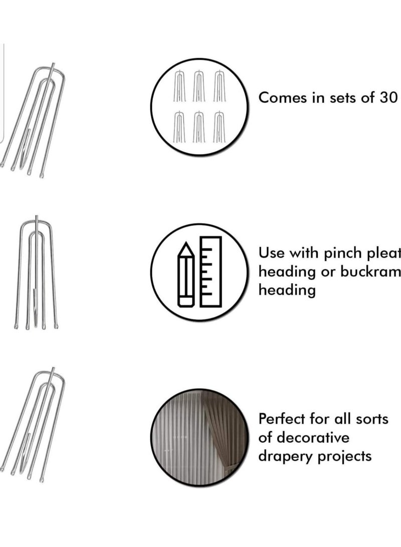 Zeenah Furniture Silver Curtain Long Hooks For Pleated Drapes Curtain - Image 4