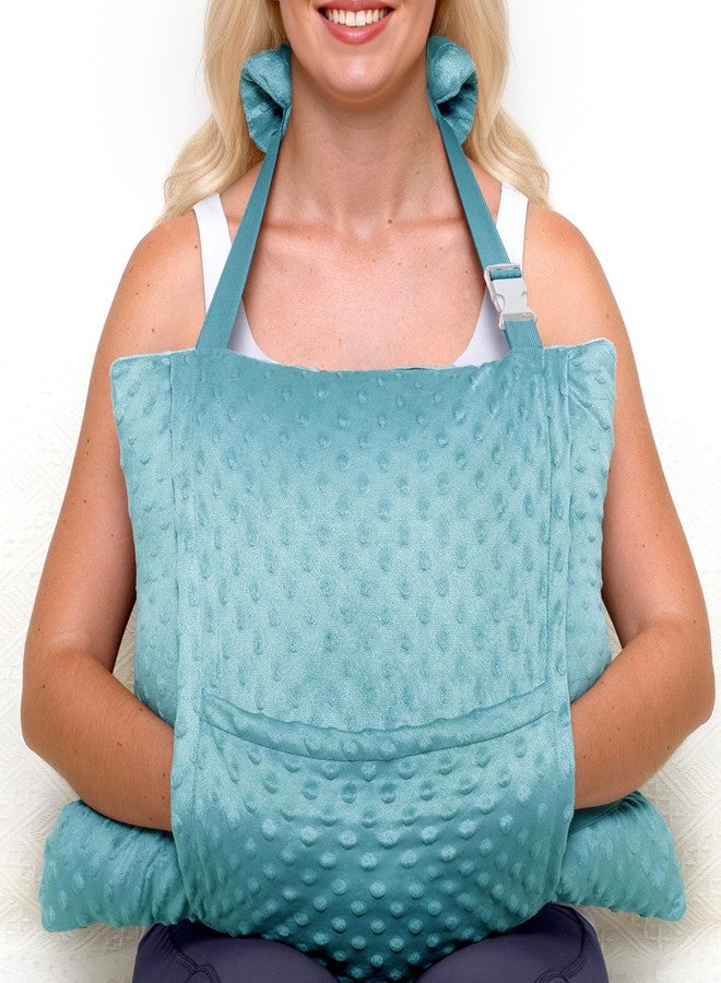 Zomaple Hysterectomy Pillow Post Surgery + Strap, Aqua - Full Abdomen Coverage for Restful Trips - Relieves Pressure & Comes with Removable Cover - Hysterectomy Recovery Must Haves - Image 1