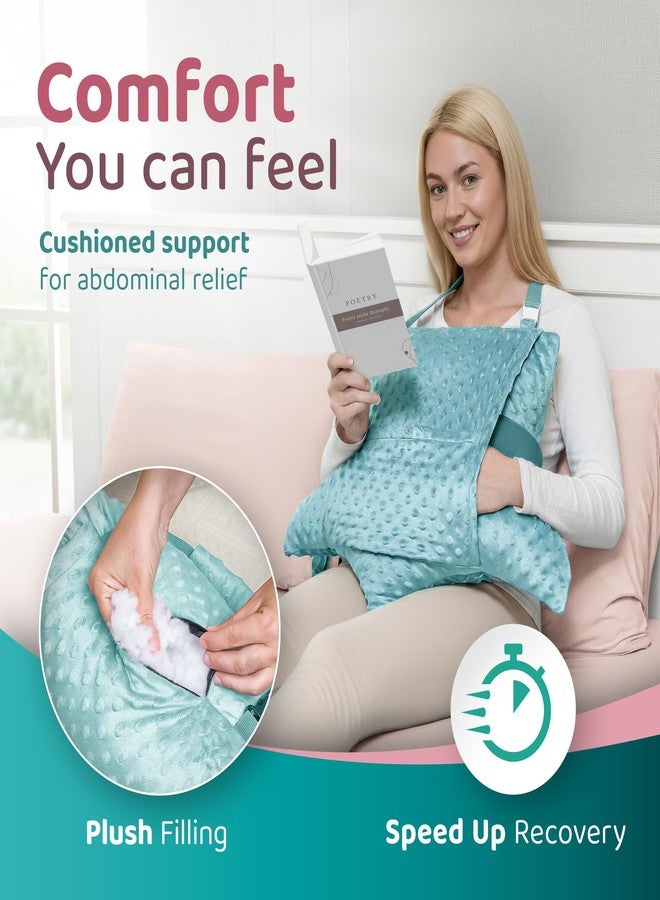 Zomaple Hysterectomy Pillow Post Surgery + Strap, Aqua - Full Abdomen Coverage for Restful Trips - Relieves Pressure & Comes with Removable Cover - Hysterectomy Recovery Must Haves - Image 3
