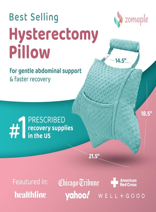 Zomaple Hysterectomy Pillow Post Surgery + Strap, Aqua - Full Abdomen Coverage for Restful Trips - Relieves Pressure & Comes with Removable Cover - Hysterectomy Recovery Must Haves - Image 2