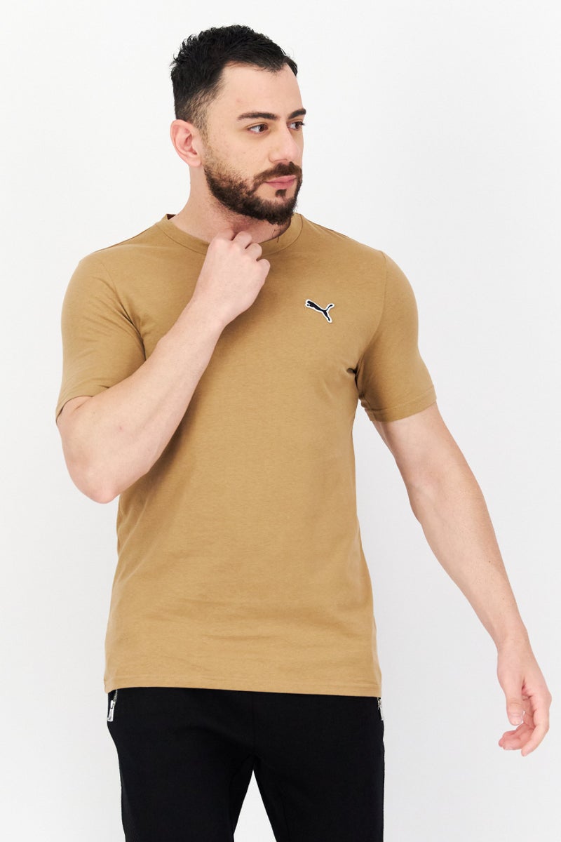 PUMA Men Sportswear Fit Brand Logo Training T Shirt, Tan - Image 1