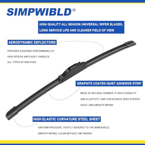 SIMPWIBLD 3 wipers Replacement for 2013-2020 Toyota RAV4 Windshield Wiper Blades Original Equipment Replacement 26"+16"+10" (Set of 3) U/J HOOK - Image 3