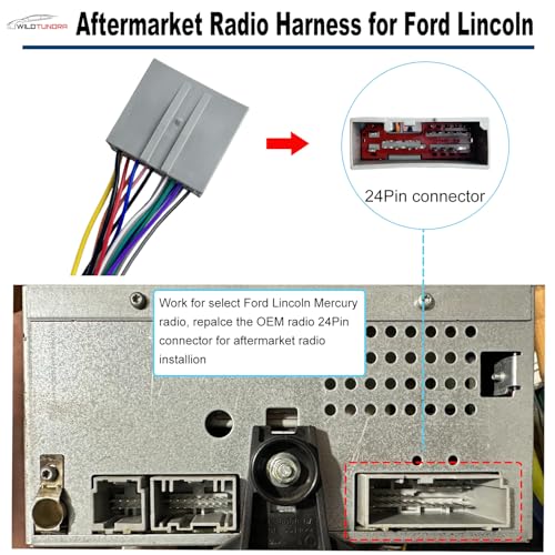 WildTundra 16Pin ISO Aftermarket Radio Harness Adapter for Ford 2003-2013 Lincoln 2003-2011 Mercury 2003-2010, 16Pin Android Car Stereo Wiring Harness with SWC Reverse Cable Car Radio Stereo Wiring Harness Cable - Image 2