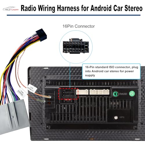 WildTundra 16Pin ISO Aftermarket Radio Harness Adapter for Ford 2003-2013 Lincoln 2003-2011 Mercury 2003-2010, 16Pin Android Car Stereo Wiring Harness with SWC Reverse Cable Car Radio Stereo Wiring Harness Cable - Image 3