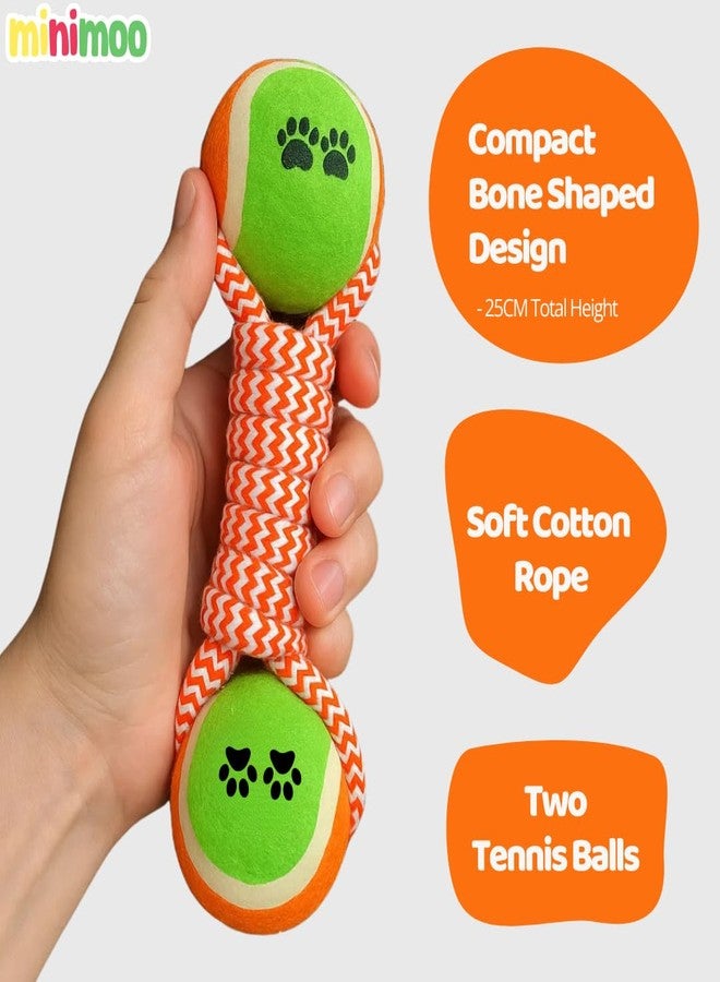 MiniMoo Rope Dog Chew Toy with Tennis Balls, Soft Teething Small and Medium Dog, Non-Toxic, Gentle on Teeth - Orange - Image 2
