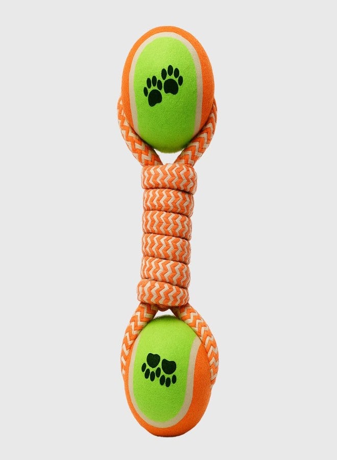 MiniMoo Rope Dog Chew Toy with Tennis Balls, Soft Teething Small and Medium Dog, Non-Toxic, Gentle on Teeth - Orange - Image 1