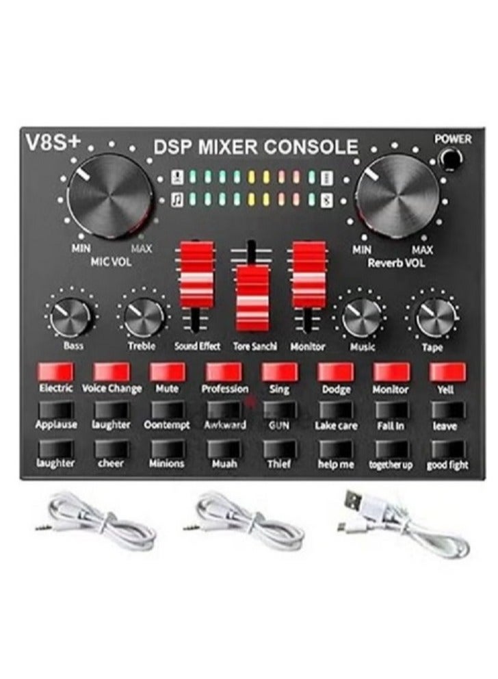V8s Live Sound Card Professional Sound Card Audio System Intelligent Volume Adjustable Audio Mixer - Image 1