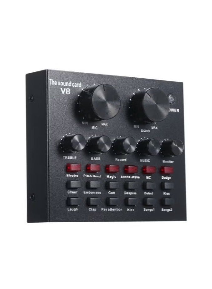 V8s Live Sound Card Professional Sound Card Audio System Intelligent Volume Adjustable Audio Mixer - Image 3