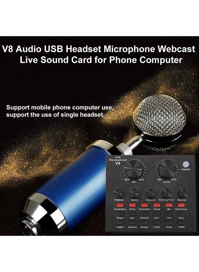 V8s Live Sound Card Professional Sound Card Audio System Intelligent Volume Adjustable Audio Mixer - Image 4