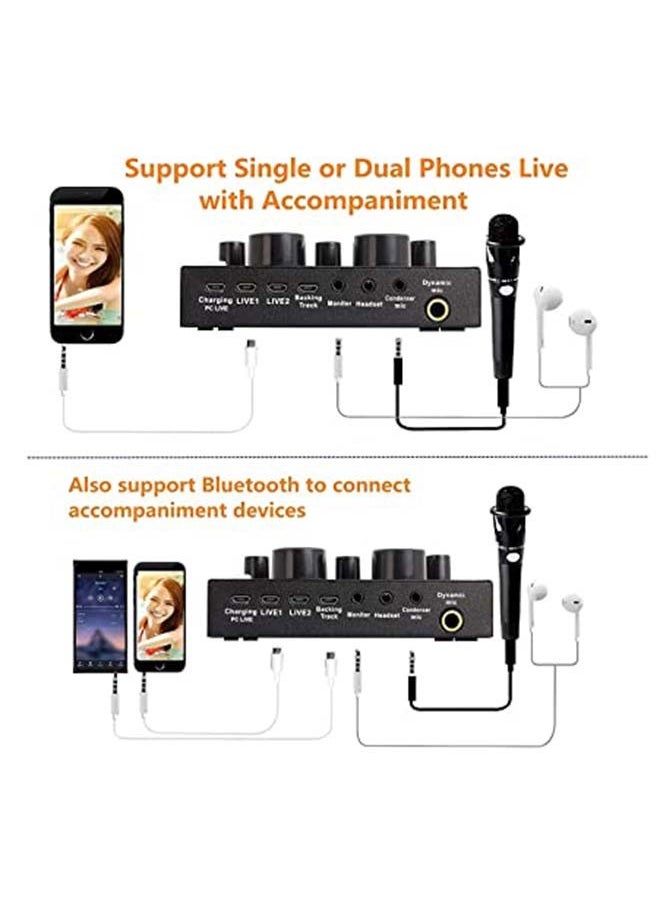 Generic - V8 Live Sound Card Professional Sound Card Audio System Intelligent Volume Adjustable Audio Mixer - Image 1