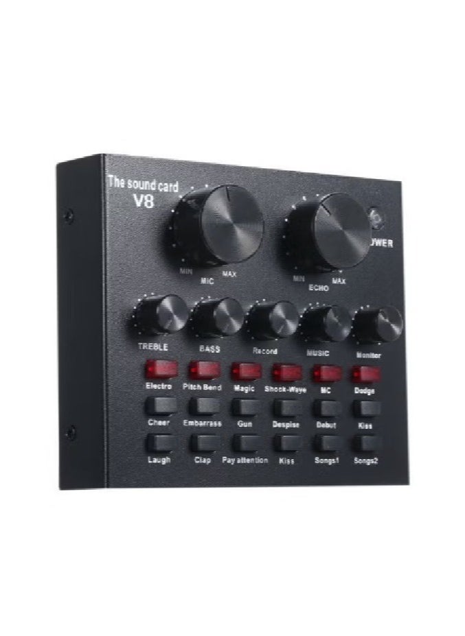 Generic V8 Live Sound Card Professional Sound Card Audio System Intelligent Volume Adjustable Audio Mixer  - Image 3