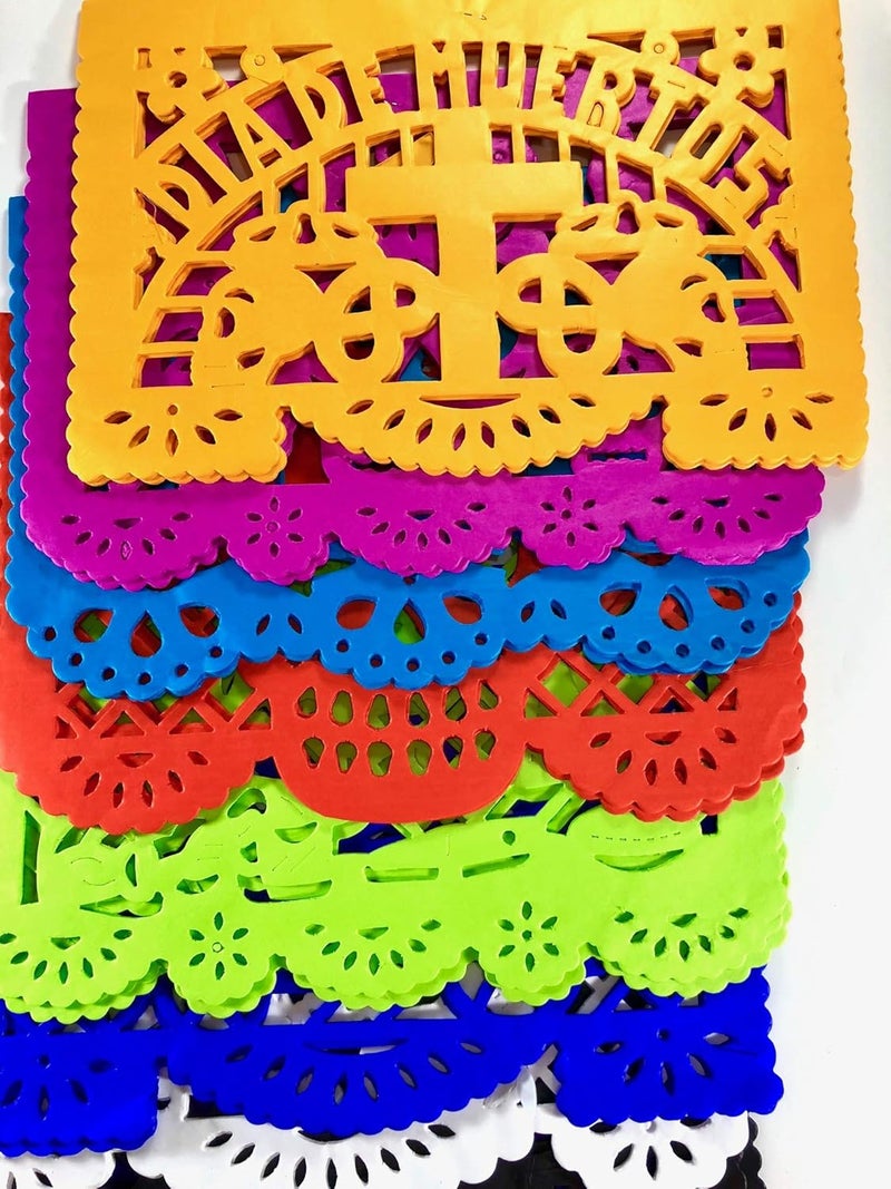 Fiesta Brands 20 Frontales Pack Altar de Ofrendas Supplies Kit Dia de Muertos Day of The Dead Decoration Colorful Medium Size Tissue Paper Mexican Papel Picado Sheets. - Image 1