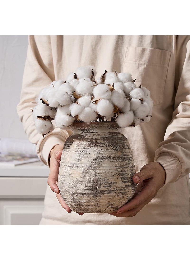 SIDUCAL SIDUCAL Ceramic Rustic Vase  Whitewashed Terra cotta Vase  Distressed Farmhouse D?cor  Pottery Decorative Flower Vase for Home Decor  Table  Living Room Decor  Shelf Decor  Mantel  7.3 Inch  Terra  - Image 4